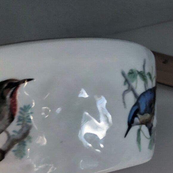 Lourioux Le Faune Birds Round Serving Bowl Casserole Baking Dish France 6.5" - Picture 6 of 12